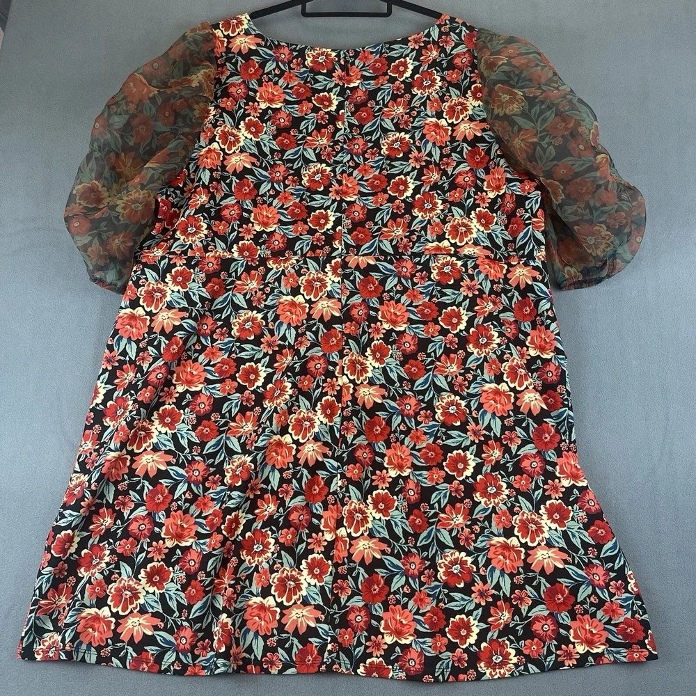 Torrid Mini Scuba‎ Crepe Organza High Neck Puff Sleeve Dress Women Size 26